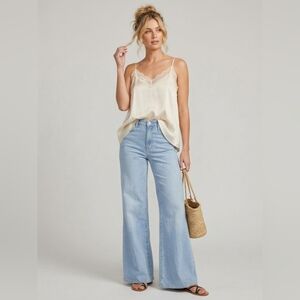 Frame Denim Light Blue High-Rise Wide Leg Jeans